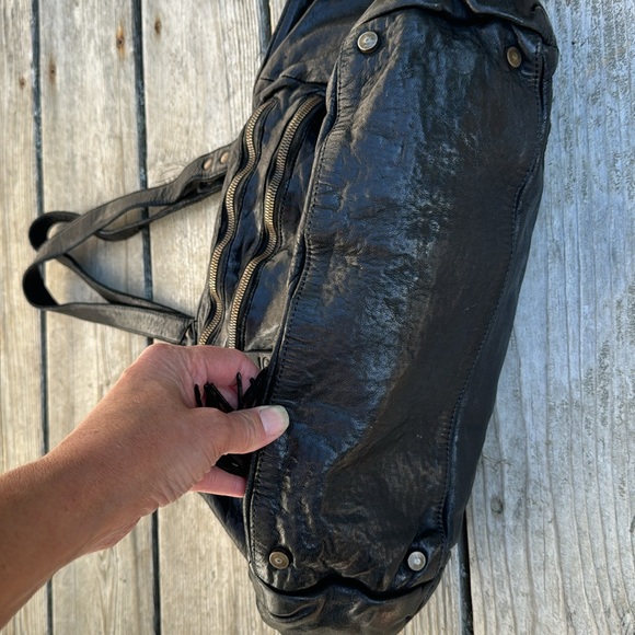 Johnny Was black leather shoulder bag with tassel - Picture 7 of 7